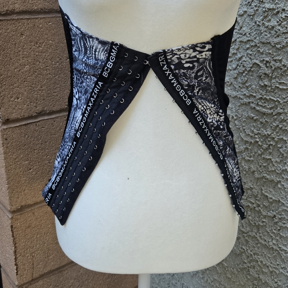 BCBGMaxAzria Black & White Lace-Up Waist Corset Waist Trainer
